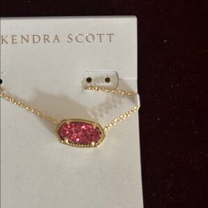 Kendra Scott Elisa Gold Hot Pink Drusy Necklace NWT